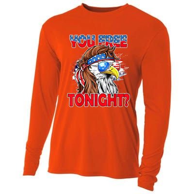 You Free Tonight Usa American Flag Patriotic Eagle Mullet Funny Gift Cooling Performance Long Sleeve Crew