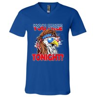 You Free Tonight Usa American Flag Patriotic Eagle Mullet Funny Gift V-Neck T-Shirt