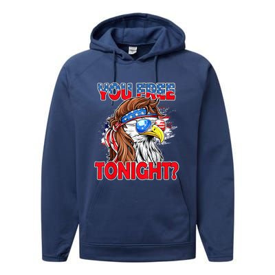 You Free Tonight Usa American Flag Patriotic Eagle Mullet Funny Gift Performance Fleece Hoodie