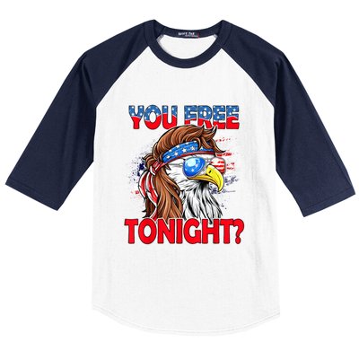 You Free Tonight Usa American Flag Patriotic Eagle Mullet Funny Gift Baseball Sleeve Shirt