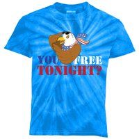 You Free Tonight? Usa Eagle Of Freedom 4th Of July Gift Kids Tie-Dye T-Shirt