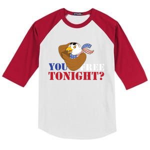 You Free Tonight? Usa Eagle Of Freedom 4th Of July Gift Kids Colorblock Raglan Jersey