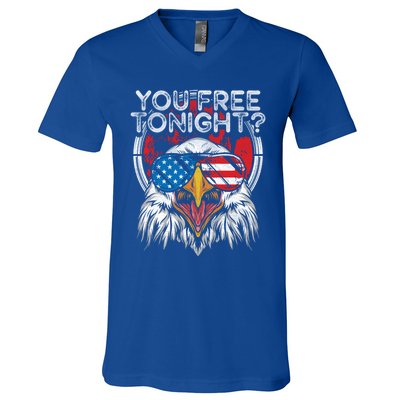 You Free Tonight Bald Eagle Funny Patriotic American Pride Cute Gift V-Neck T-Shirt