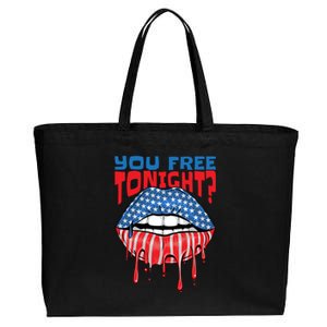 You Free Tonight Funny Fourth Of July Patriotic Flag Lips Great Gift Cotton Canvas Jumbo Tote