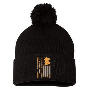 Yellowstonee Flag Pom Pom 12in Knit Beanie