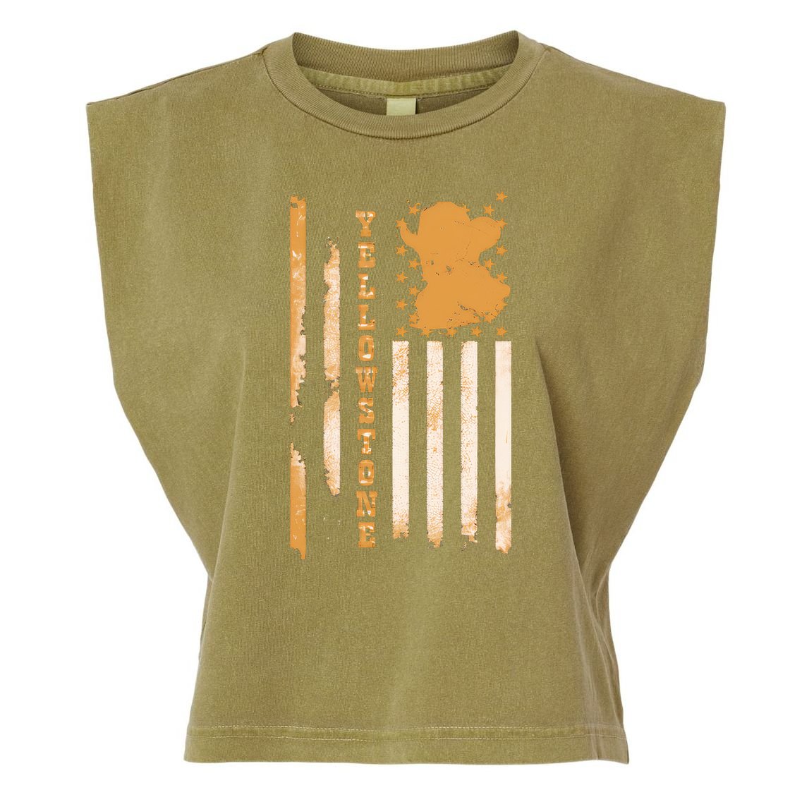 Yellowstonee Flag Garment-Dyed Women's Muscle Tee