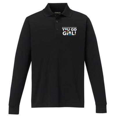 You Go ! 90s Throwback Gift Performance Long Sleeve Polo