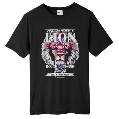 YouVe Got A Lion Inside Of Those Lungs Christian Religious Gift Tall Fusion ChromaSoft Performance T-Shirt