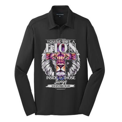 YouVe Got A Lion Inside Of Those Lungs Christian Religious Gift Silk Touch Performance Long Sleeve Polo