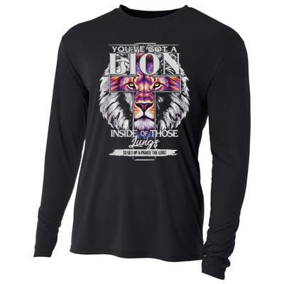 YouVe Got A Lion Inside Of Those Lungs Christian Religious Gift Cooling Performance Long Sleeve Crew