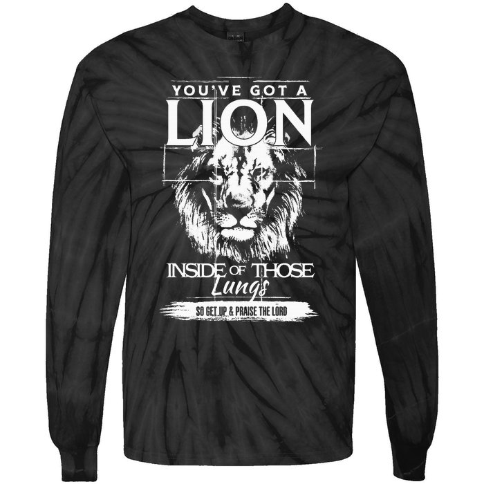 YouVe Got A Lion Inside Of Those Lungs Christian Religious Tie-Dye Long Sleeve Shirt