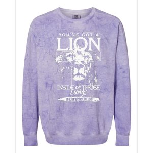 Youve Got A Lion Inside Of Those Lungs Praise The Lord Colorblast Crewneck Sweatshirt