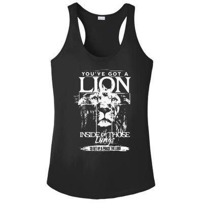 Youve Got A Lion Inside Of Those Lungs Praise The Lord Ladies PosiCharge Competitor Racerback Tank