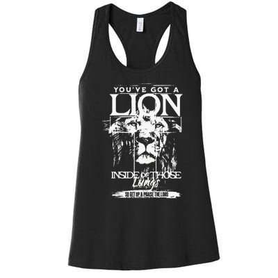 Youve Got A Lion Inside Of Those Lungs Praise The Lord Women's Racerback Tank