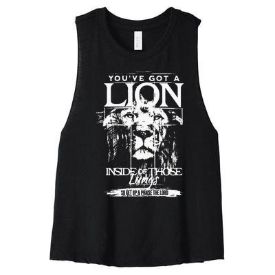 Youve Got A Lion Inside Of Those Lungs Praise The Lord Women's Racerback Cropped Tank