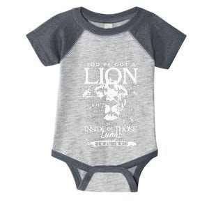 Youve Got A Lion Inside Of Those Lungs Praise The Lord Infant Baby Jersey Bodysuit