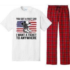 You Got A Fast Car I Want A Ticket To Anywhere Usa Flag Pajama Set