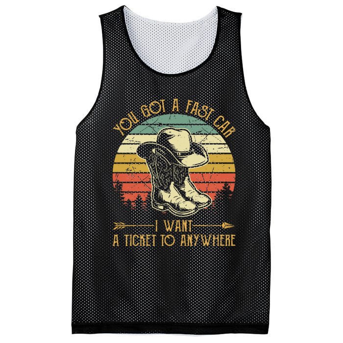 You Got A Fast Car I Want A Ticket To Anywhere Country Music Mesh Reversible Basketball Jersey Tank