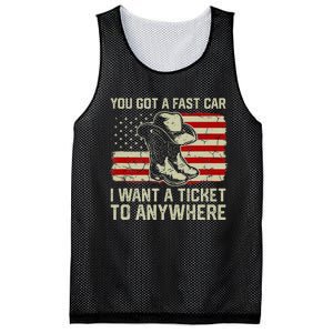 You Got A Fast Car I Want A Ticket To Anywhere Us Flag Mesh Reversible Basketball Jersey Tank