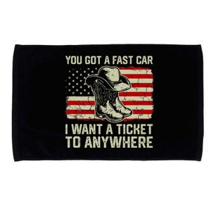 You Got A Fast Car I Want A Ticket To Anywhere Us Flag Microfiber Hand Towel