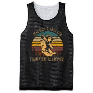 You Got A Fast Car I Want A Ticket To Anywhere Cowboy Boots Mesh Reversible Basketball Jersey Tank