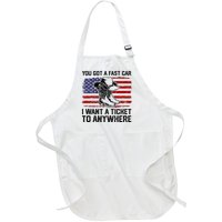 You Got A Fast Car I Want A Ticket To Anywhere Usa Flag Full-Length Apron With Pockets