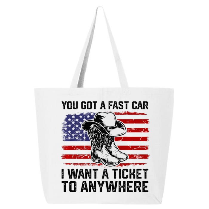 You Got A Fast Car I Want A Ticket To Anywhere Usa Flag 25L Jumbo Tote