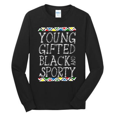 Young Gifted And Black Sporty Cool Black History Month Gift Tall Long Sleeve T-Shirt