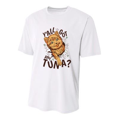 Yall Got Any Tuna Funny Cat Youth Performance Sprint T-Shirt