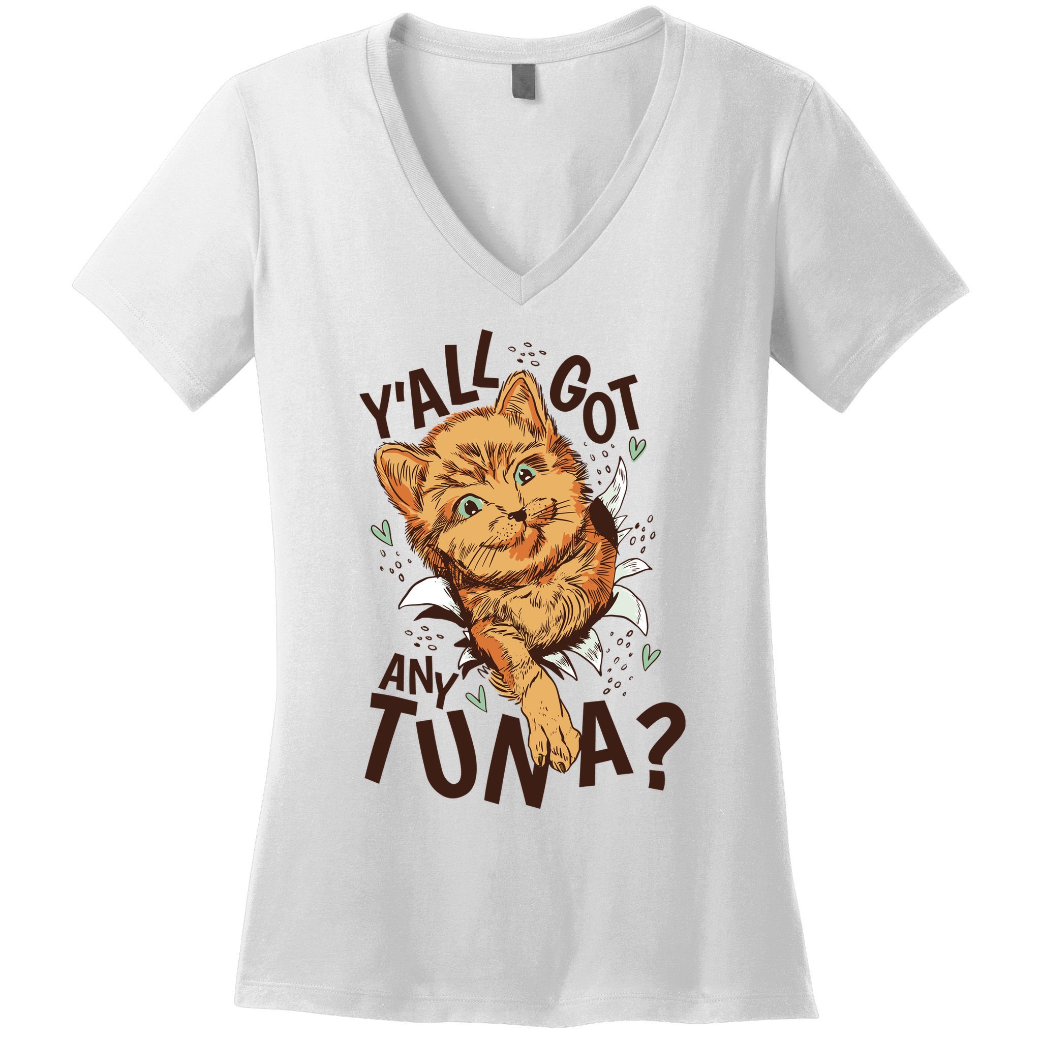 Yall Got Any Tuna Funny Cat Women's V-Neck T-Shirt