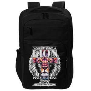 YouVe Got A Lion Inside Of Those Lungs Christian Religious Impact Tech Backpack