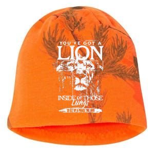 YouVe Got A Lion Inside Of Those Lungs Praise The Lord Kati - Camo Knit Beanie