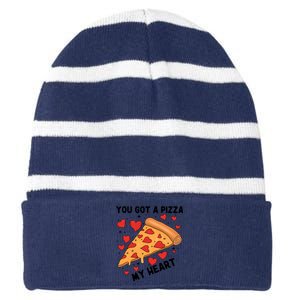 You Got A Pizza My Heart Valentine Day Lover Couple Matching Striped Beanie with Solid Band