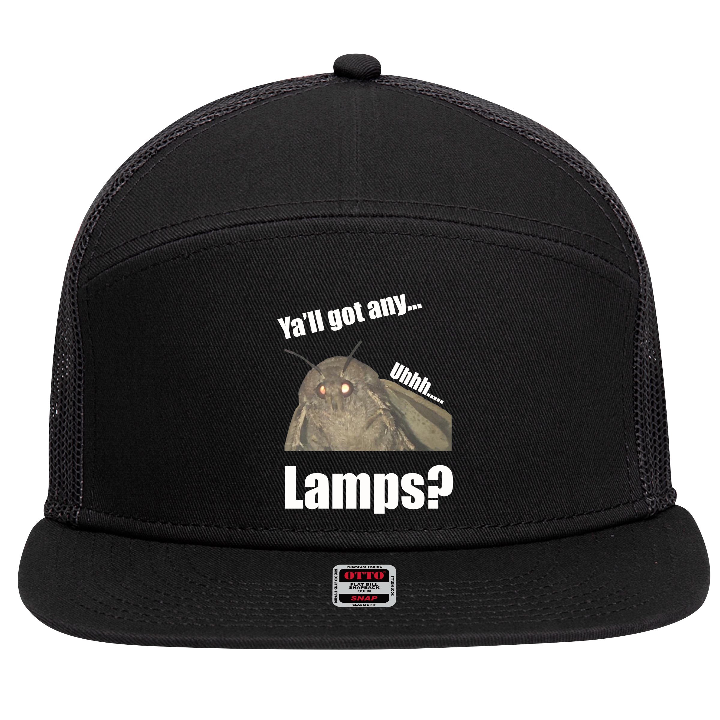 Yall Got Any Lamps Moth Meme 7 Panel Mesh Trucker Snapback Hat