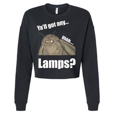 Yall Got Any Lamps Moth Meme Cropped Pullover Crew