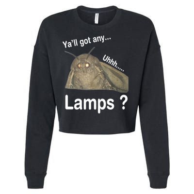 Y'all Got Any Lamps Moth Meme Cropped Pullover Crew