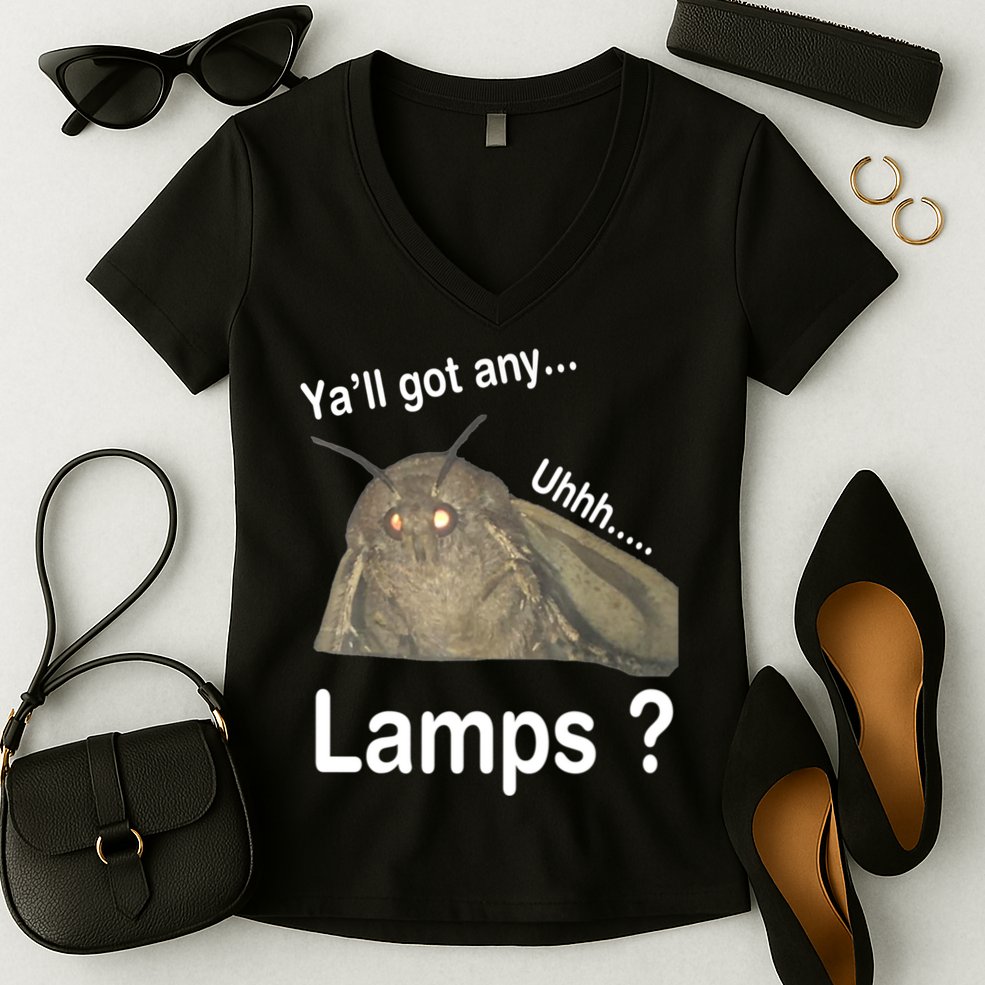 Y'all Got Any Lamps Moth Meme Women's V-Neck T-Shirt