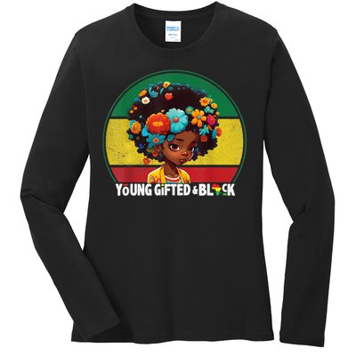 Young Gifted And Black Month History Baby Girl Vintage Ladies Long Sleeve Shirt