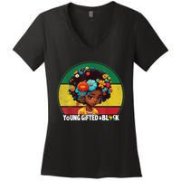 Young Gifted And Black Month History Baby Girl Vintage Women's V-Neck T-Shirt