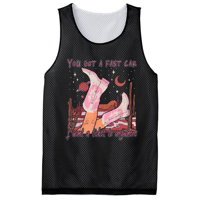 You Got A Fast Car I Want A Ticket To Anywhere Cowboy Boots Mesh Reversible Basketball Jersey Tank