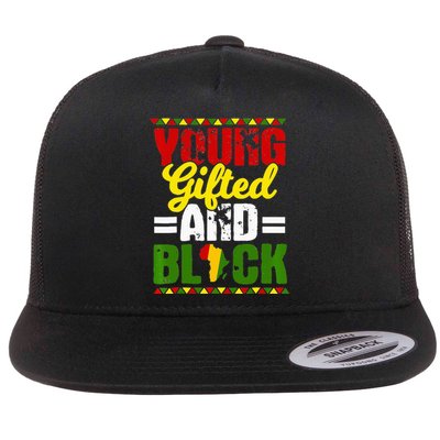 Young Gifted Black Melanin African Black History Month Flat Bill Trucker Hat