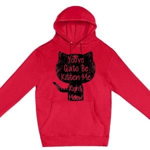 You Gato Be Kitten Me Right Meow Distressed Cat Pun Premium Pullover Hoodie