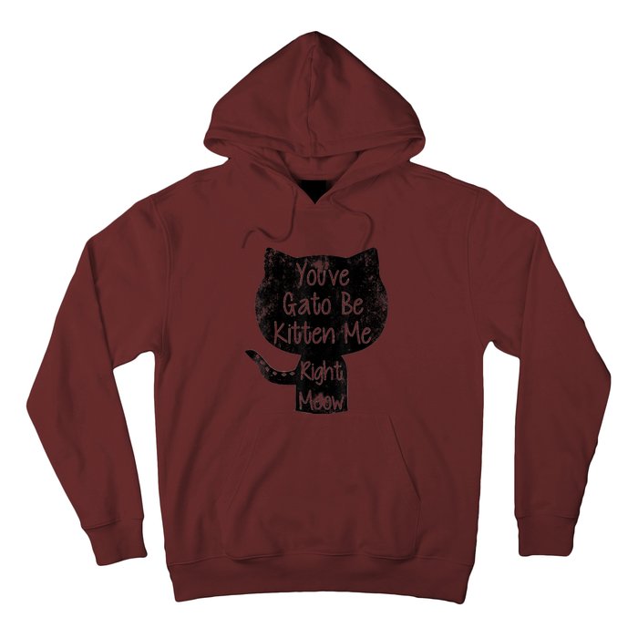 You Gato Be Kitten Me Right Meow Distressed Cat Pun Hoodie