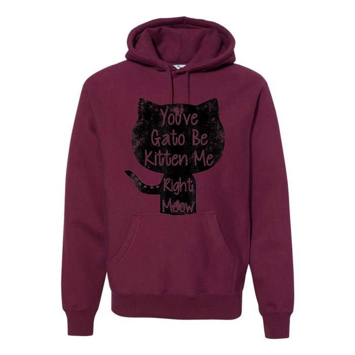 You Gato Be Kitten Me Right Meow Distressed Cat Pun Premium Hoodie