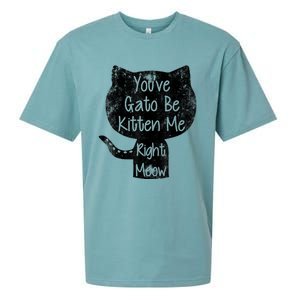 You Gato Be Kitten Me Right Meow Distressed Cat Pun Sueded Cloud Jersey T-Shirt