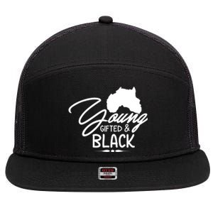 Young Gifted Black Melanin African Black History Month Gift 7 Panel Mesh Trucker Snapback Hat