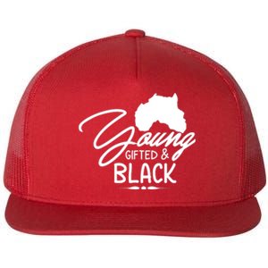 Young Gifted Black Melanin African Black History Month Gift Flat Bill Trucker Hat