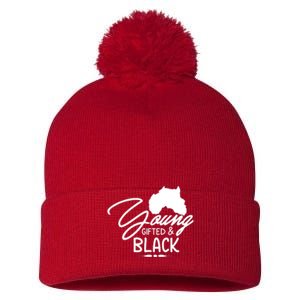 Young Gifted Black Melanin African Black History Month Gift Pom Pom 12in Knit Beanie