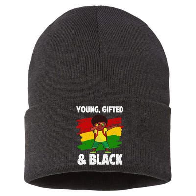 Young Gifted & Black History Month Cute Dabbing Sustainable Knit Beanie