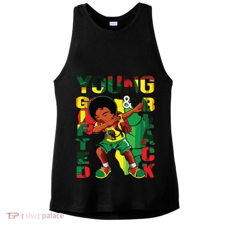 Young Gifted & Black History Month Cute Dabbing Ladies PosiCharge Tri-Blend Wicking Tank
